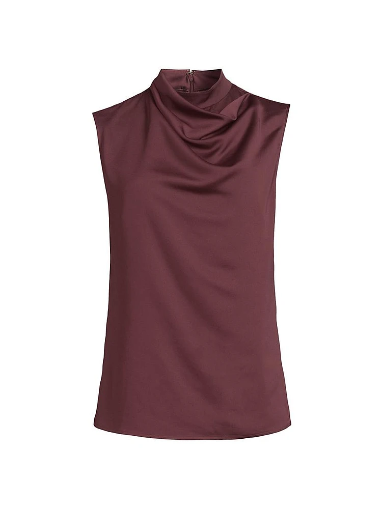 Draped Neck Crêpe de Chine Tank