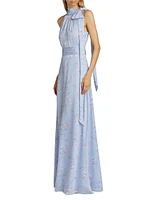 Kayla Floral Tie-Neck Gown