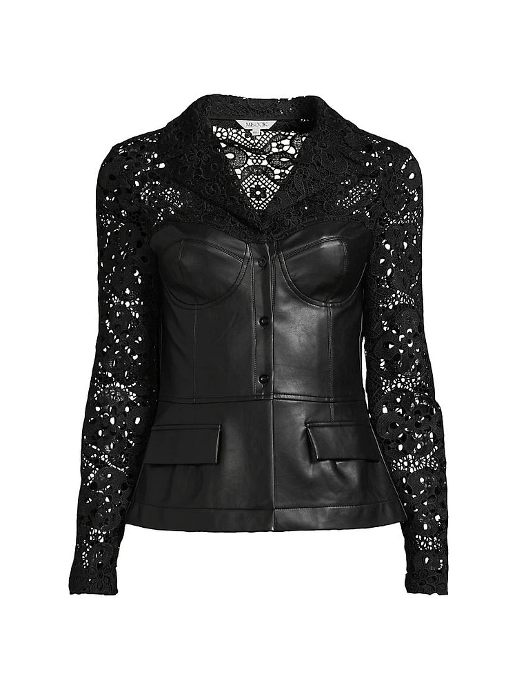 Lace & Vegan Leather Corset Jacket