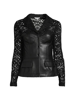 Lace & Vegan Leather Corset Jacket