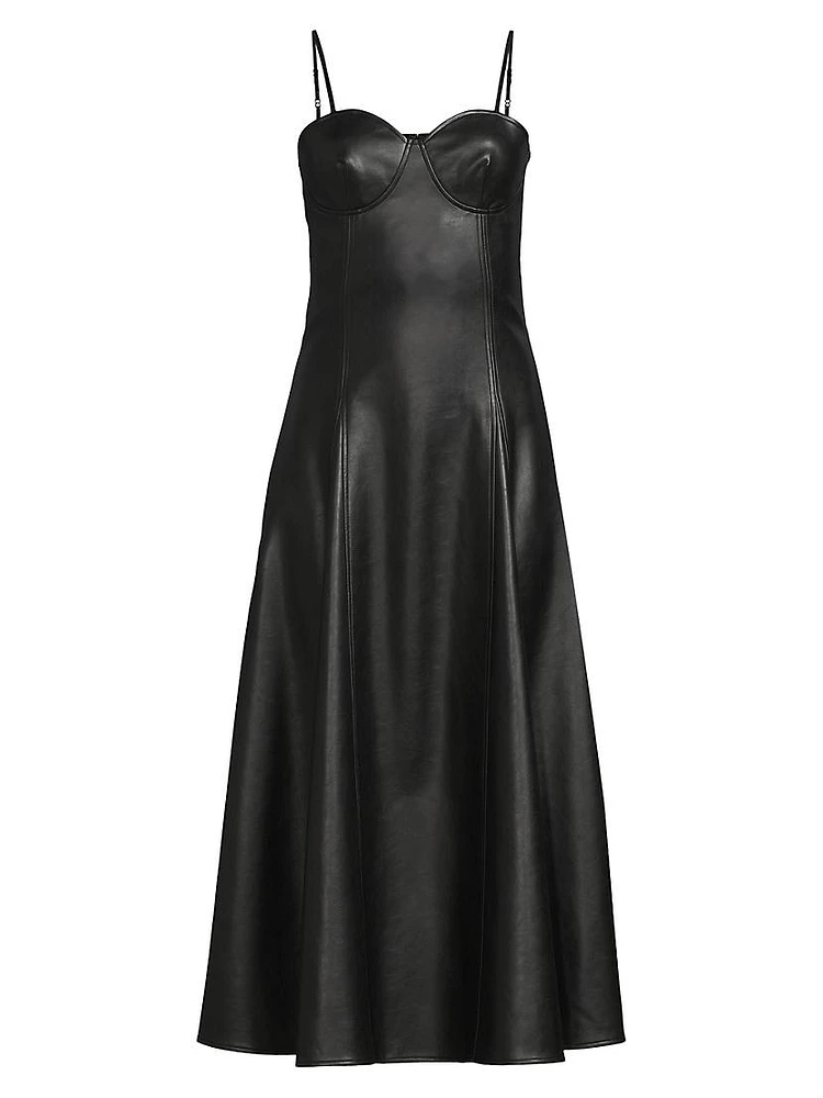 Faux-Leather Midi Dress