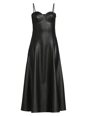 Faux-Leather Midi Dress