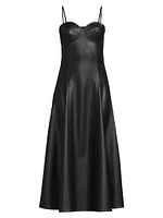 Faux-Leather Midi Dress