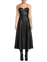 Faux-Leather Midi Dress