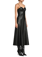 Faux-Leather Midi Dress