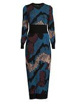 Abstract Knit Bodycon Maxi Dress