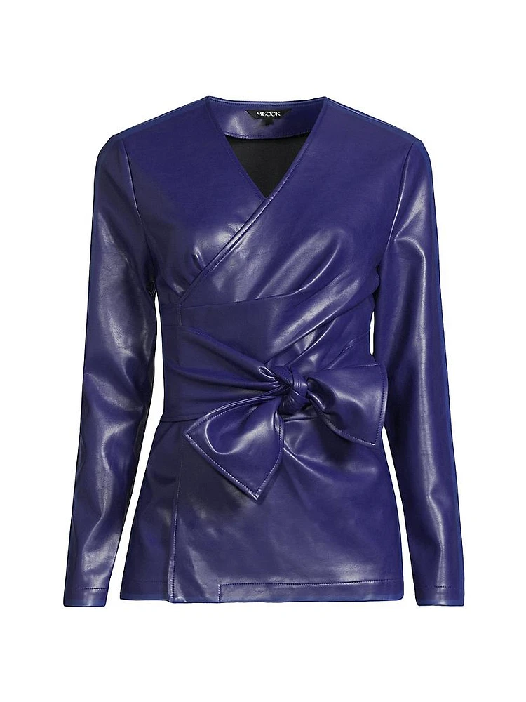 Faux-Leather Tie-Waist Jacket