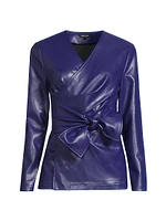 Faux-Leather Tie-Waist Jacket