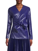 Faux-Leather Tie-Waist Jacket