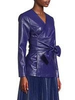 Faux-Leather Tie-Waist Jacket