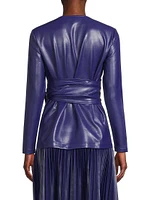 Faux-Leather Tie-Waist Jacket