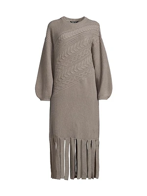 Cable-Knit Wool-Blend Maxi Dress