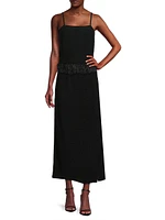 Sparkle Stretch Woven Straight Maxi Skirt