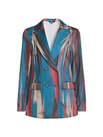 Brushstroke Abstract Double-Breasted Blazer