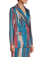 Brushstroke Abstract Double-Breasted Blazer