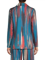 Brushstroke Abstract Double-Breasted Blazer