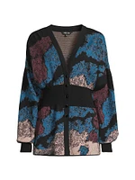 Jacquard Knit V-Neck Cardigan