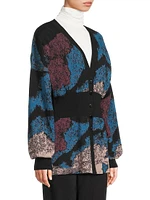 Jacquard Knit V-Neck Cardigan