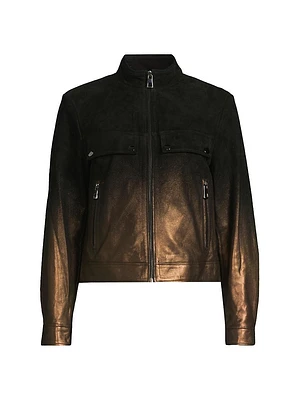 Two-Tone Suede Trucker Jacket