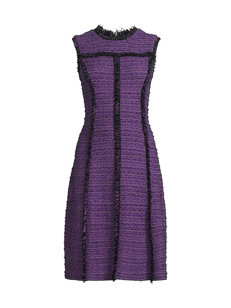 Tweed Fringe-Trim Midi-Dress