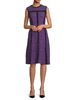Tweed Fringe-Trim Midi-Dress