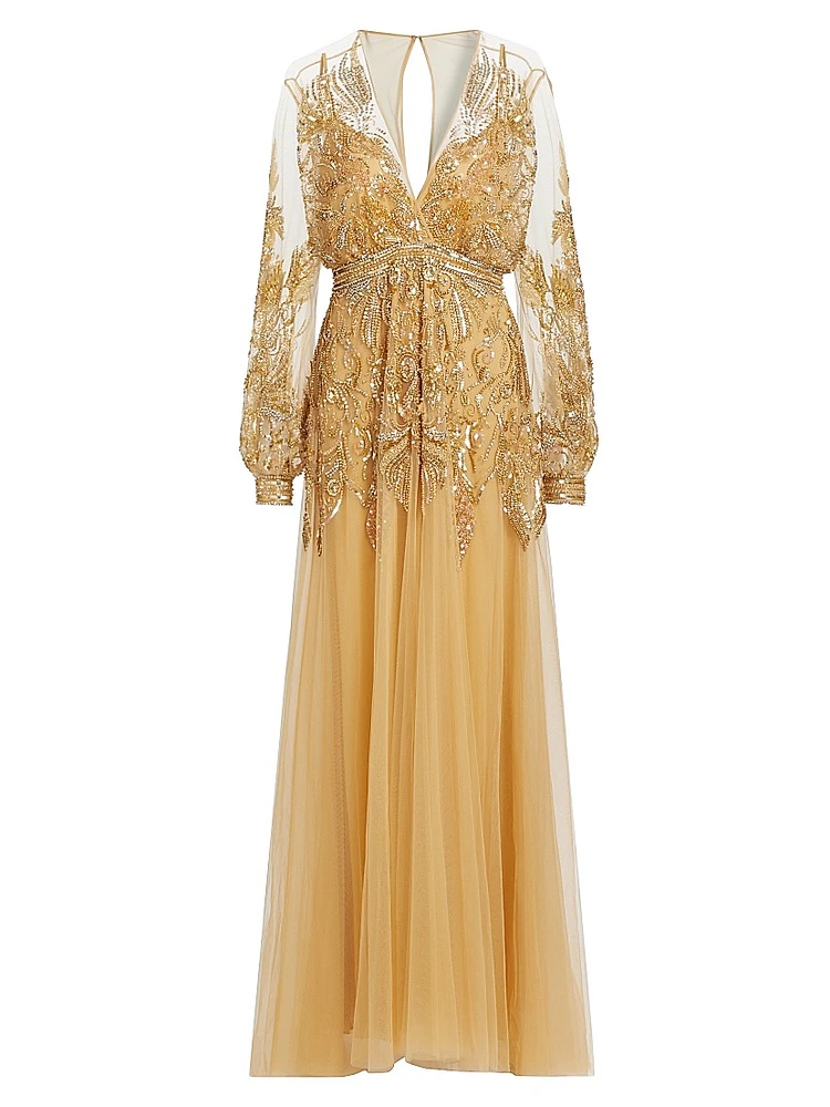 Embellished Tulle Gown