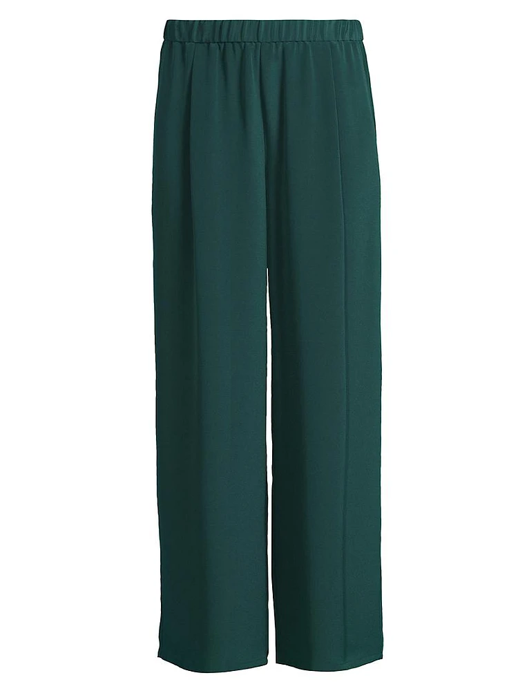 Silk Pleated Wide-Leg Pants