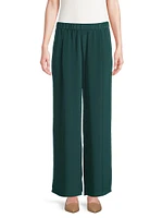 Silk Pleated Wide-Leg Pants