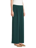 Silk Pleated Wide-Leg Pants