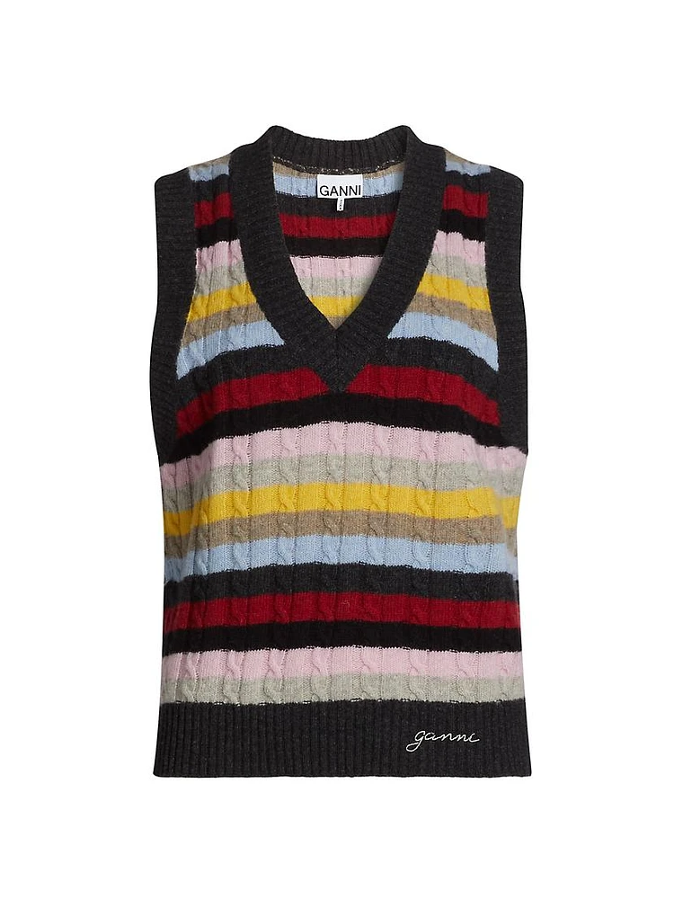 Striped Stretch-Wool Vest