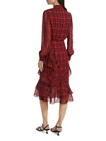 Isa Check Silk Midi-Dress