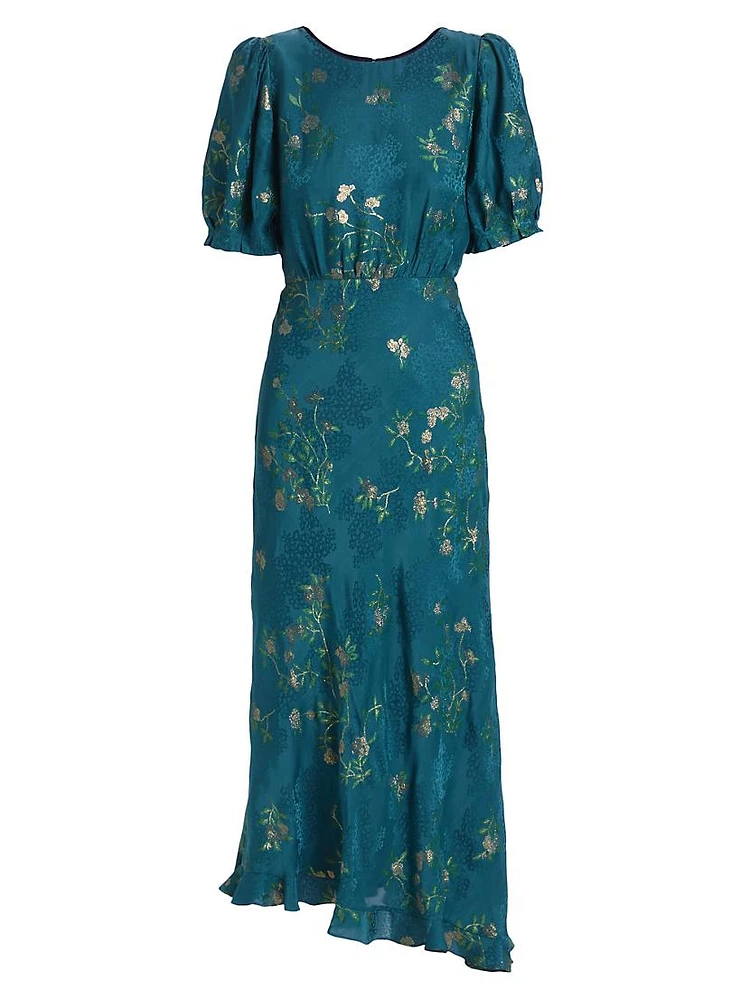 Vida Floral Silk-Blend Midi-Dress