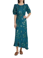 Vida Floral Silk-Blend Midi-Dress