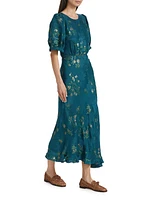 Vida Floral Silk-Blend Midi-Dress