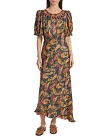 Vida Paisley Satin Midi-Dress