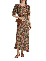 Vida Paisley Satin Midi-Dress