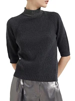 Cashmere English Rib Sweater with Precious Ribbed Collar