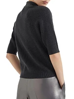 Cashmere English Rib Sweater with Precious Ribbed Collar