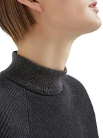 Cashmere English Rib Sweater with Precious Ribbed Collar