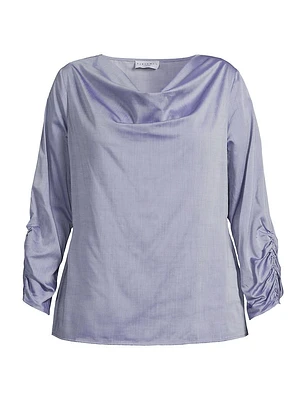 Plus Dania Satin Gathered Blouse