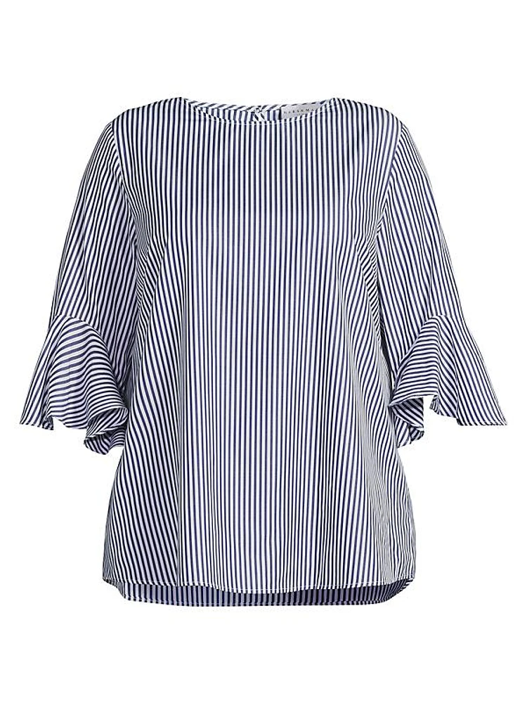 Plus Malena Striped Cotton Blouse