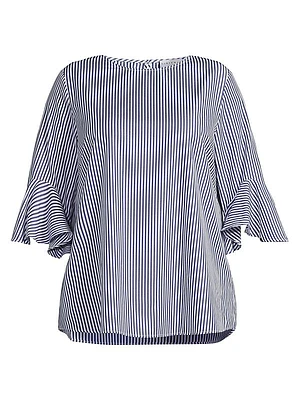 Plus Malena Striped Cotton Blouse