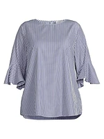 Plus Malena Striped Cotton Blouse