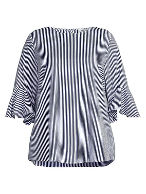 Plus Malena Striped Cotton Blouse