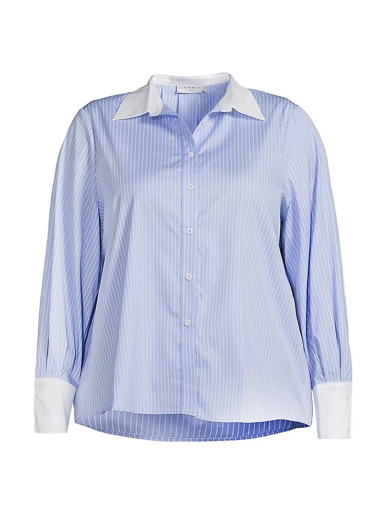 Plus Caris Striped Cotton Shirt