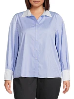 Plus Caris Striped Cotton Shirt