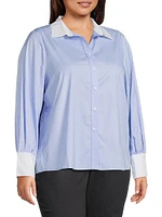 Plus Caris Striped Cotton Shirt