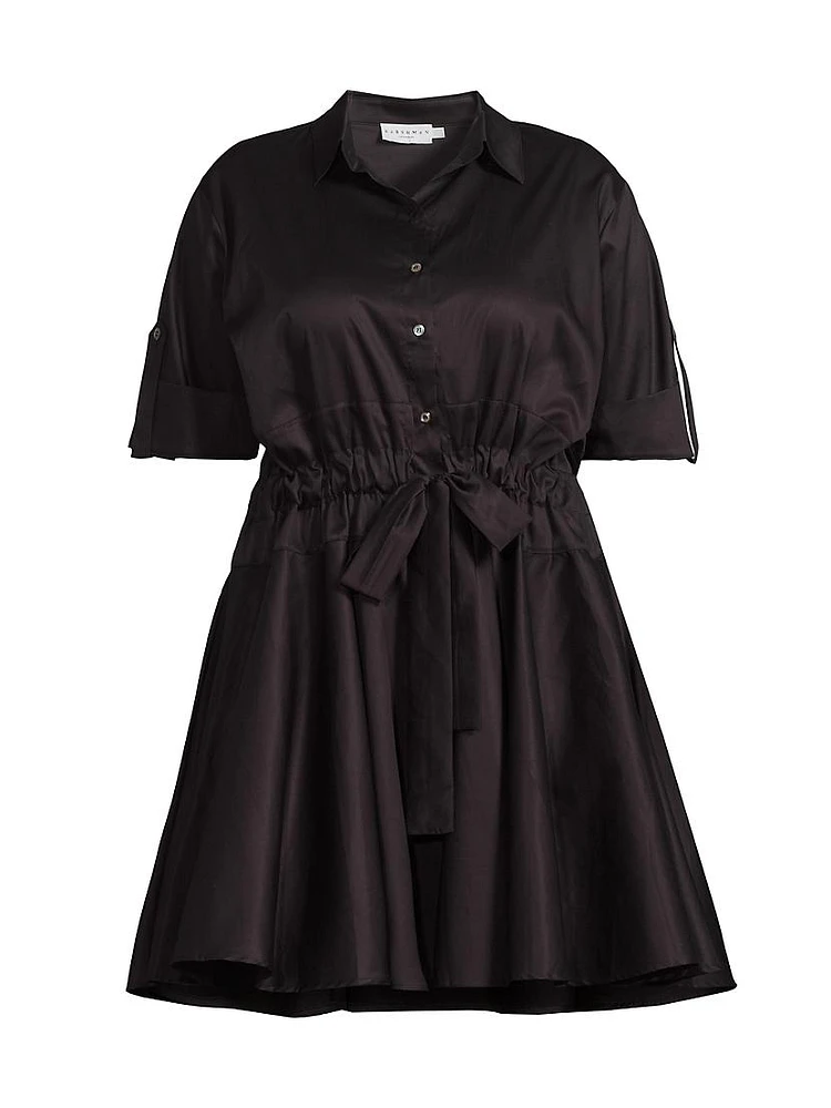 Plus Meadow Tie-Waist Cotton Shirtdress