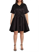 Plus Meadow Tie-Waist Cotton Shirtdress