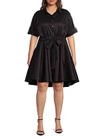 Plus Meadow Tie-Waist Cotton Shirtdress